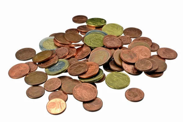 Uma pilha de moedas de euro — Fotografia de Stock