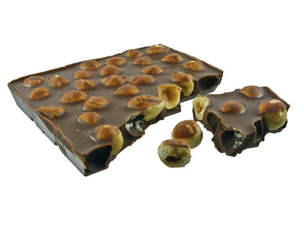 Bar czekolada z orzechami laskowymi — Zdjęcie stockowe
