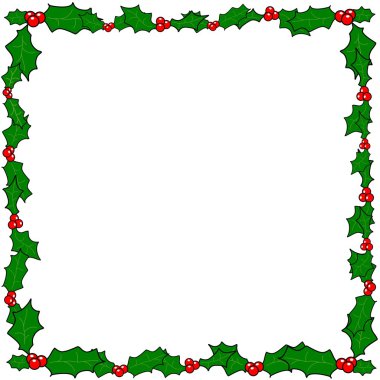 Christmas holly border frame