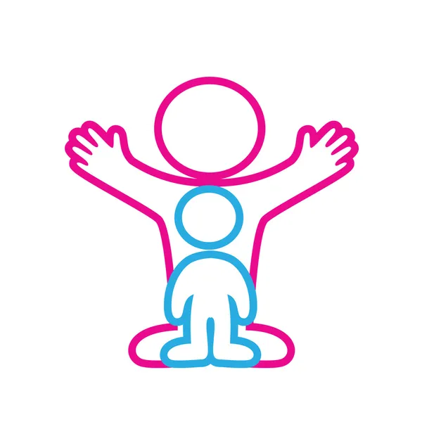 Emblème mère-enfant — Image vectorielle