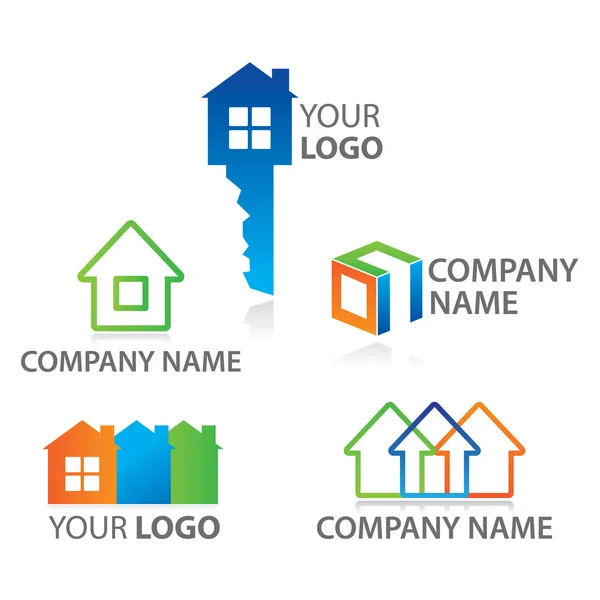 Set-template-marca registrada-cottage-construção — Vetor de Stock
