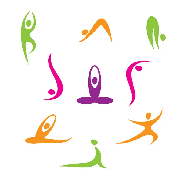 Yoga - un conjunto de iconos — Vector de stock
