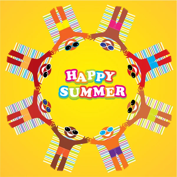 Happy-summer-many — Stock Vector