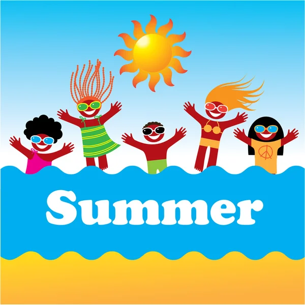Summer-beach-background — Stock Vector
