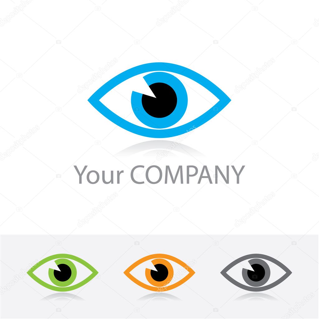 Template vector corporate logo - ophthalmic optics. Color options + black and white version. Just place your own brand name.
