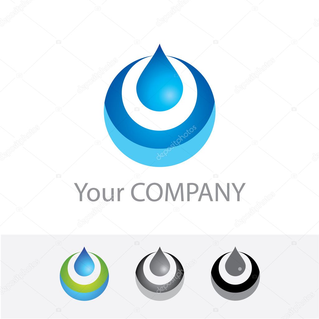 Template vector corporate logo - Pure Water. Color options + black and white version. Just place your own brand name.