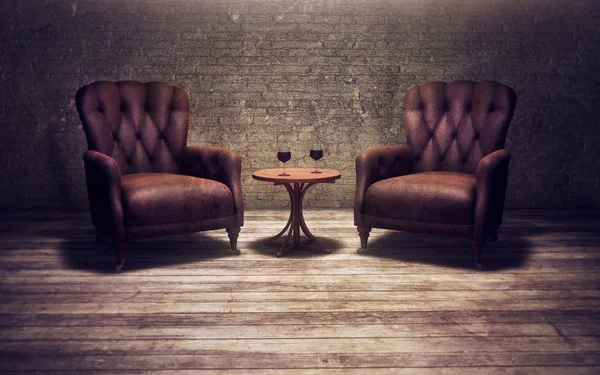 Εκλεκτής ποιότητας καρέκλες σε παλιά αίθουσα — Φωτογραφία Αρχείου