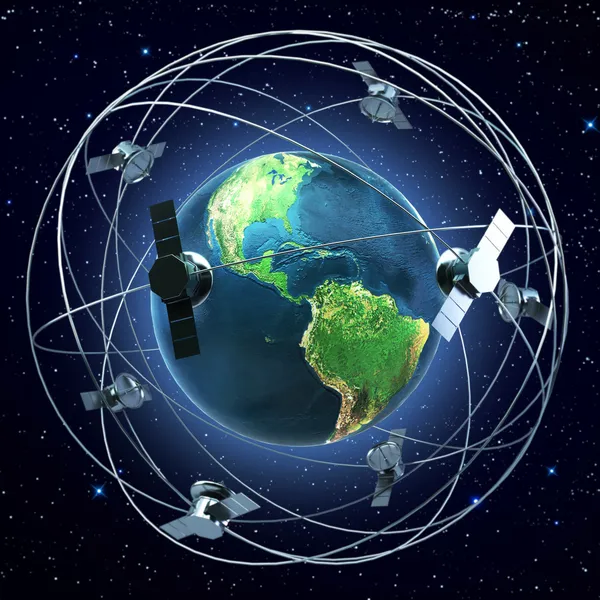 Satelliter runt jorden — Stockfoto