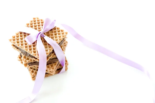 チョコレート ナットの詰物とワッフル — ストック写真