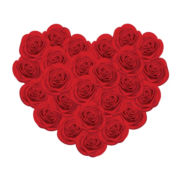 Red roses in the shape of heart — Stock Vector