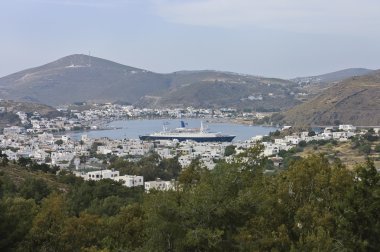 Patmos island scenic view clipart