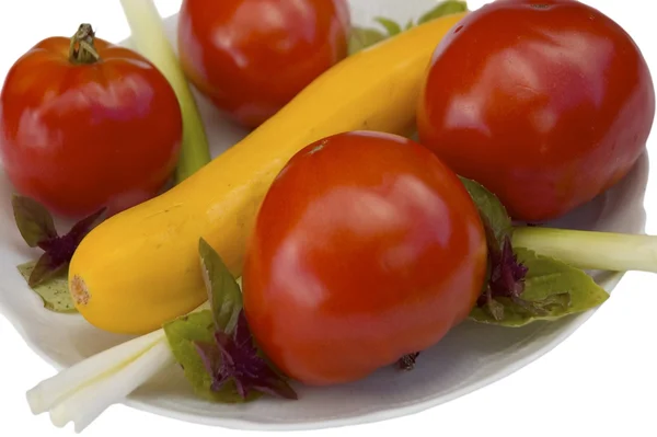 Tomater och zucchini plattan — Stockfoto