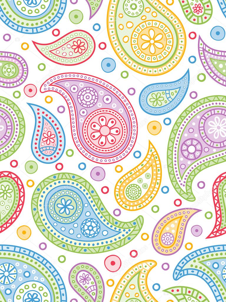 Colorful seamless paisley pattern.