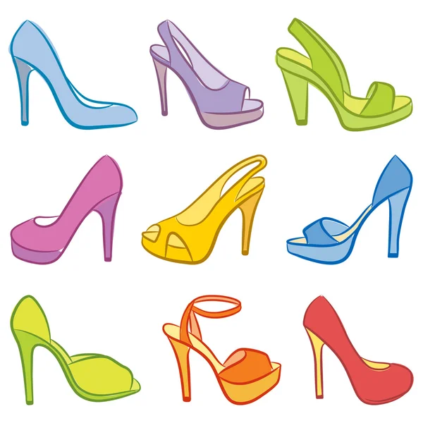 Kolorowe buty. Ilustracja wektorowa. — Wektor stockowy