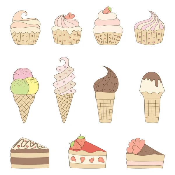Set of sweets. Vector illustration. — Stock Vector