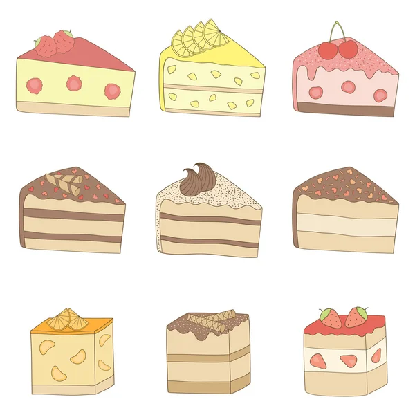 Cakes. Vector illustration. — Stock Vector