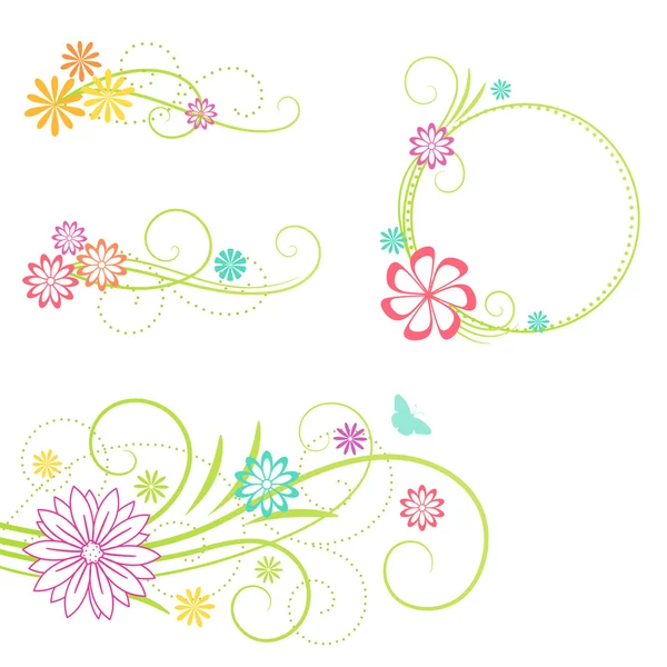 Elementos de diseño floral. Ilustración vectorial . — Vector de stock