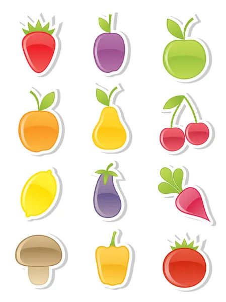 Conjunto de frutas e legumes. — Vetor de Stock