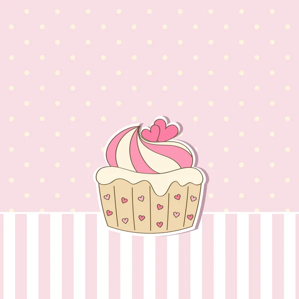 Beige bakgrund med cupcake. vektor illustration. — Stock vektor