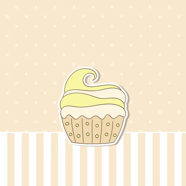 Beige achtergrond met cupcake. vectorillustratie. — Stockvector