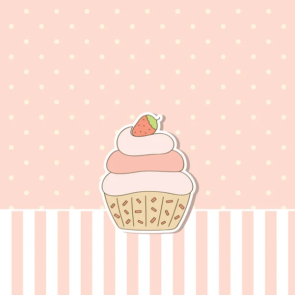 Beiger Hintergrund mit Cupcake. Vektorillustration. — Stockvektor