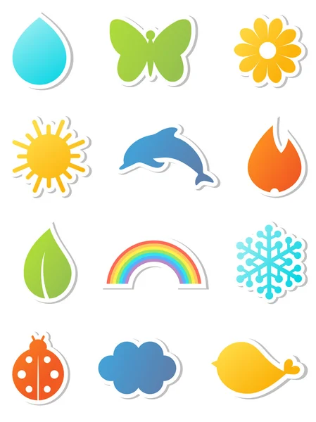 Nature icons set. Vector illustration. — Stok Vektör