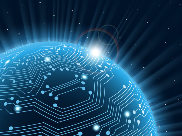 Technology planet. Vector illustration.