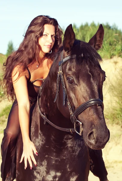 Sexy women ride on horse — Stock Photo, Image