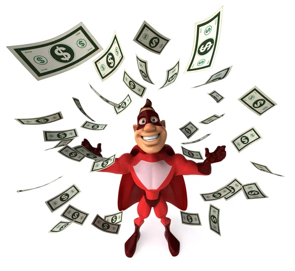 Superhero with a dollar — Stock Photo, Image