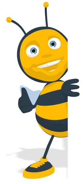 Веселая пчела с пустым знаком — стоковое фото