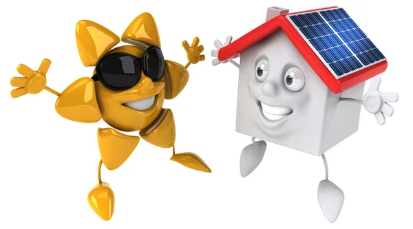 Huis met zonnepanelen — Stockfoto