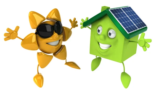 Hus med solpaneler — Stockfoto