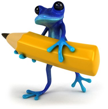 Blue frog with crayon clipart