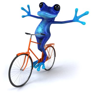 Frog on bicycle clipart