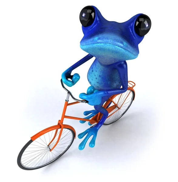 在自行车上的青蛙 — 图库照片