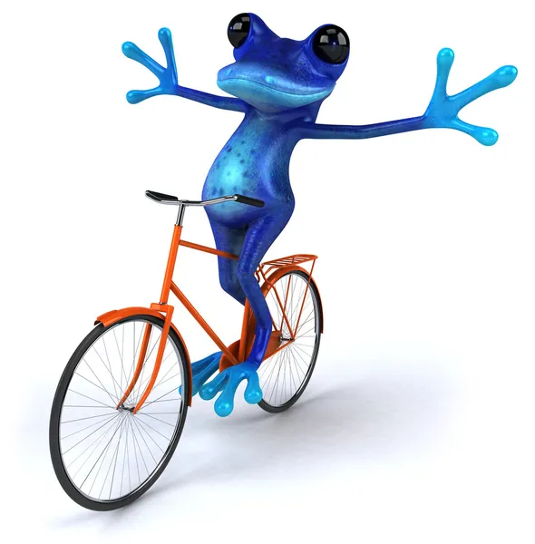 自転車の上にカエル — ストック写真