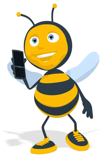 Bee en mobiele telefoon — Stockfoto