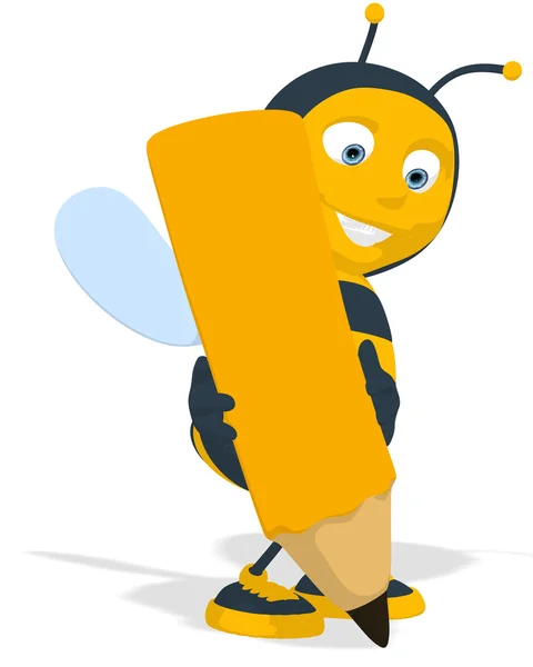 Fun bee with a crayon — Stock Photo, Image