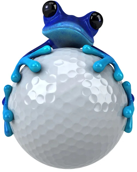 Rana con una pelota de golf — Foto de Stock