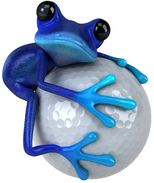 Rana con una pelota de golf — Foto de Stock