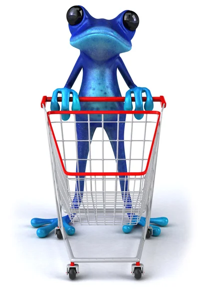 Blauer Frosch einkaufen — Stockfoto