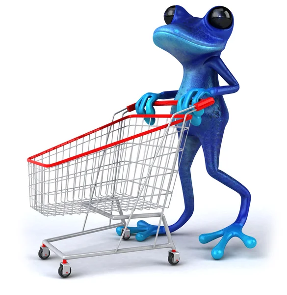 Покупки синей лягушки — стоковое фото