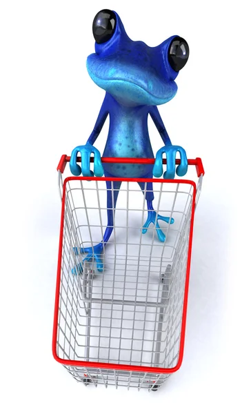 Niebieski żaba zakupy — Zdjęcie stockowe