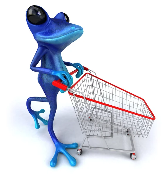 Mavi kurbağa alışveriş — Stok fotoğraf