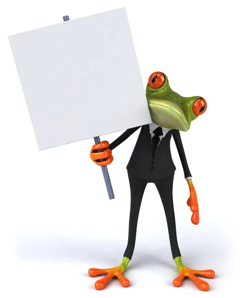 一个空白的标志的青蛙 — 图库照片