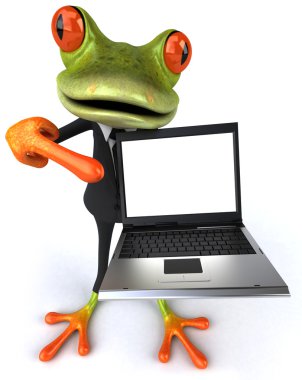 Frog with a laptop clipart