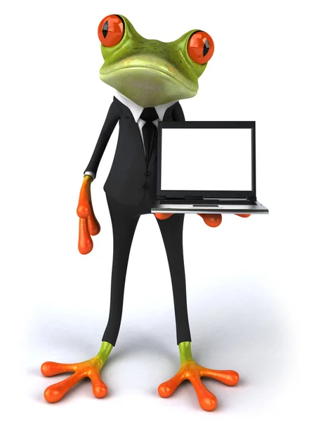 一台笔记本电脑的青蛙 — 图库照片