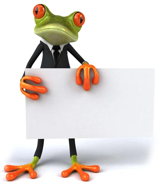 一个空白的标志的青蛙 — 图库照片