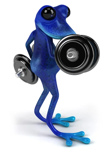 蓝色青蛙与重量 — 图库照片