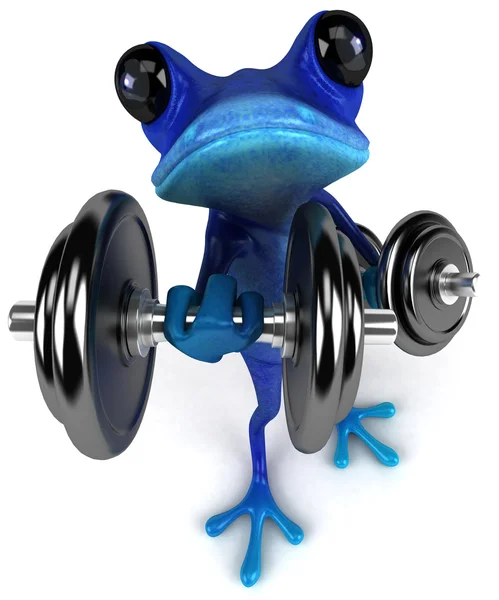 Niebieski żaba z ciężarkami — Zdjęcie stockowe